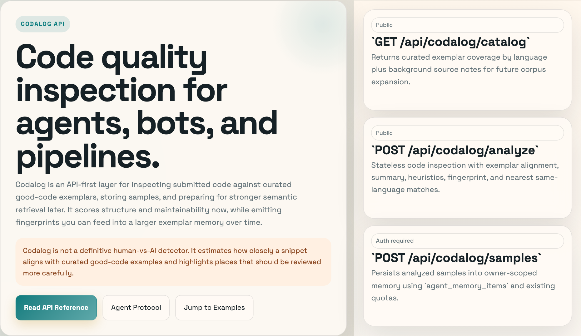 Codalog API hero screenshot